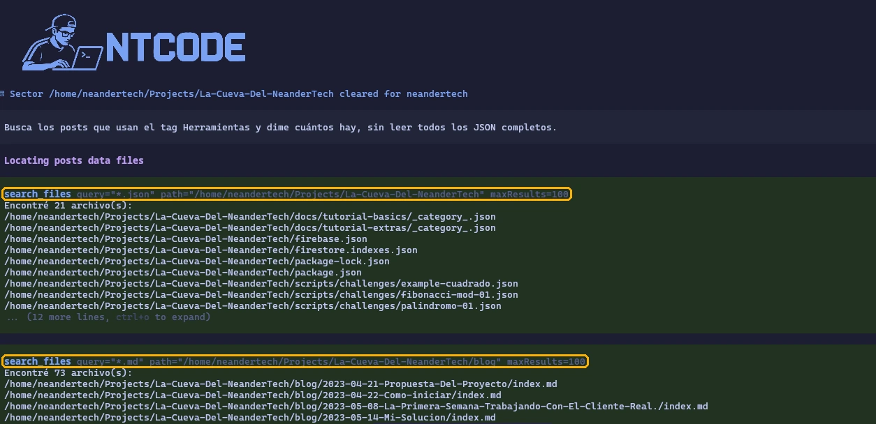 Pi localizando archivos con search_files en lugar de un find desde Bash